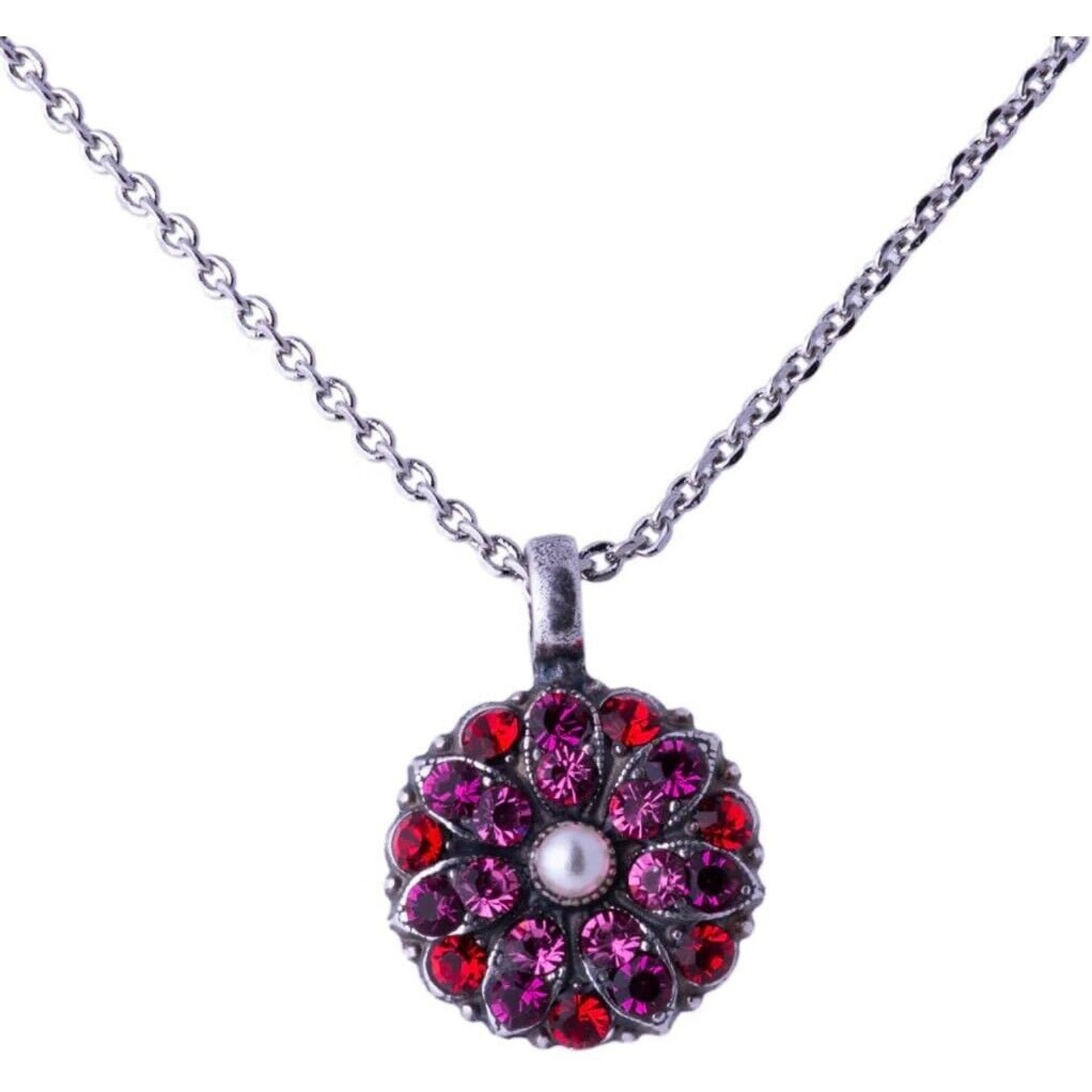 Mariana Roxanne Silver Guardian Angel Necklace Pink & Red Crystal Mix 1166 Nwt